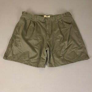Cherokee Khakis Shorts‎ Men's Size 42 Olive Green Pleated 100% Cotton Casual
